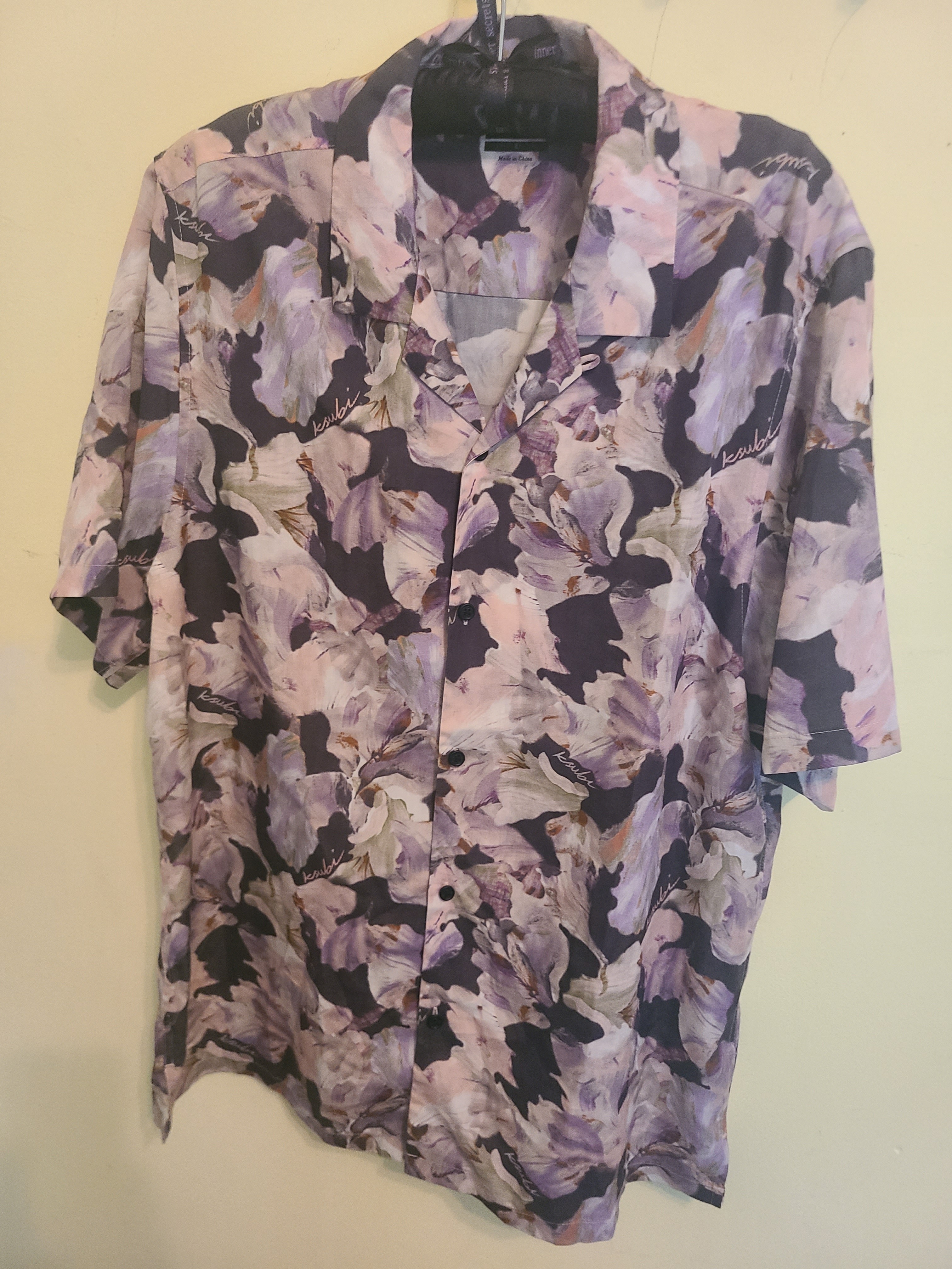 Ksubi Lavender And Purple Floral Short-Sleeve Button Shirt